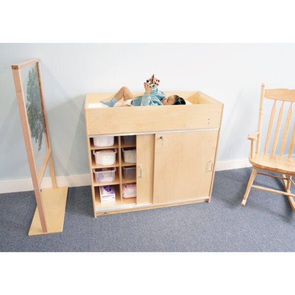 EZ Clean Birch Changing Cabinet W/Trays